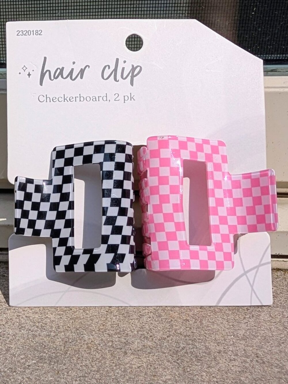 Checkerboard Hair Clip Set of Two - Black and Pink Checkerboard - NWT